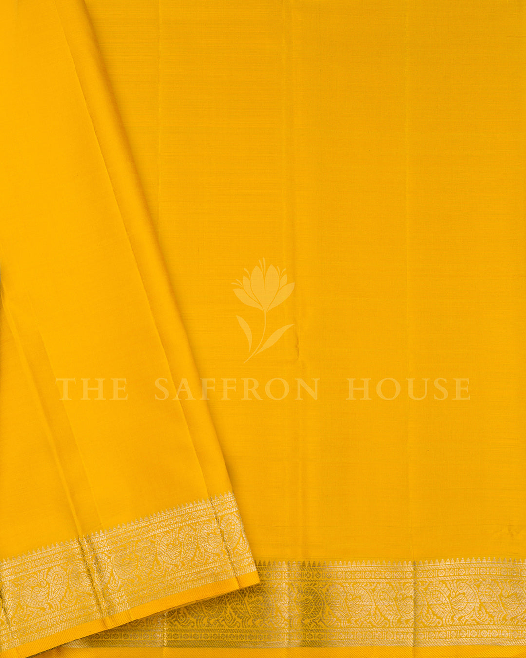 Magenta Kanchivaram Silk Saree with Gold Zari Kalka Butis & Peacock Border, Yellow Contrast Blouse