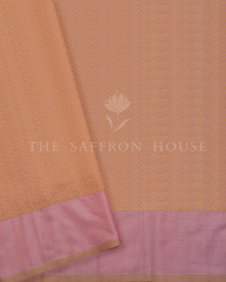 Peach Katan Kadwa Banarasi Saree with Antique Gold Zari