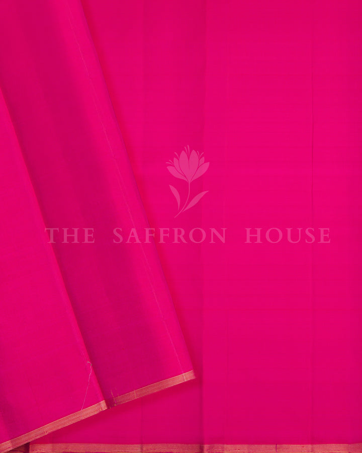 Handloom Borderless Pure Kanjivaram Silk Saree in Rani Pink - TSH6068