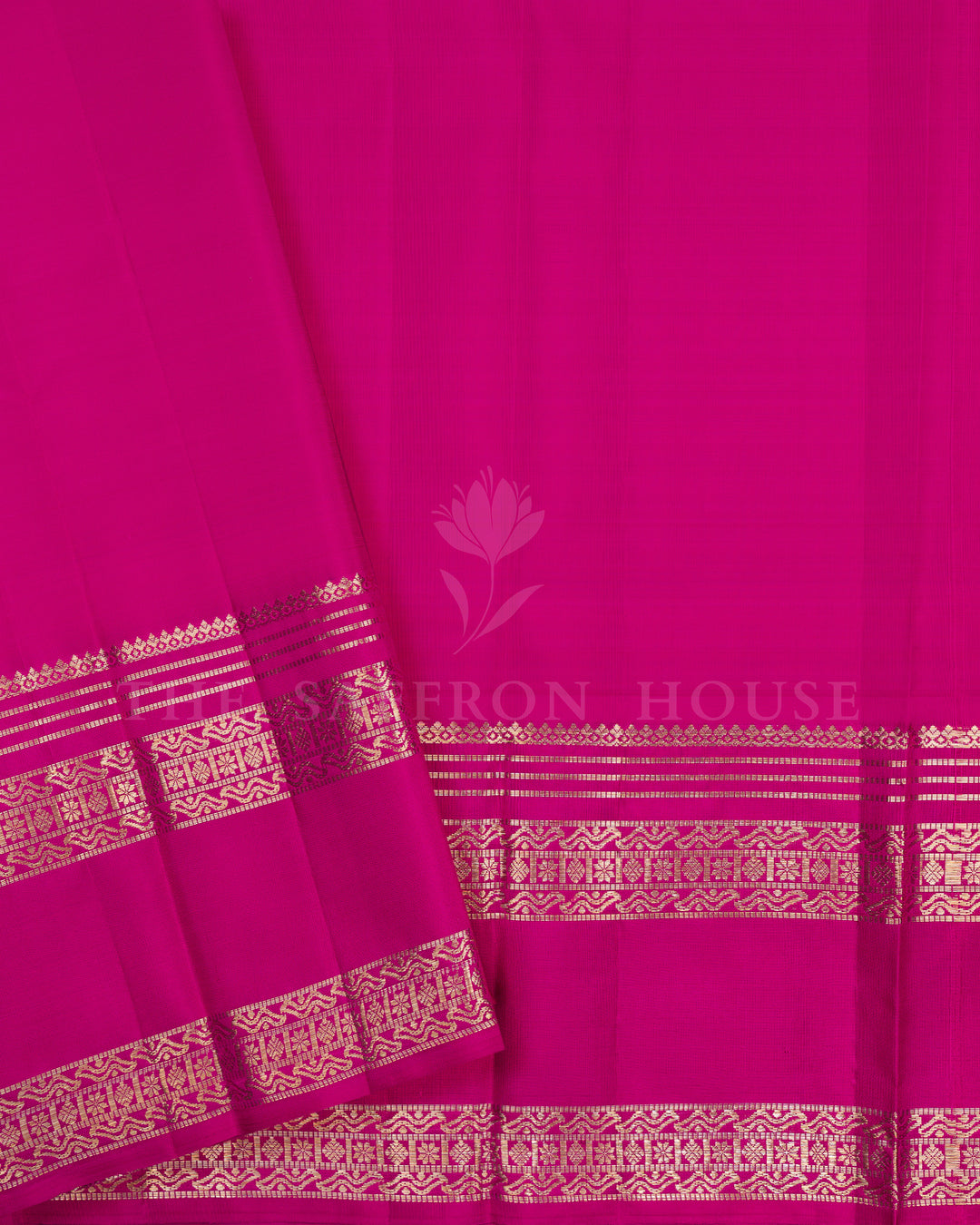 Turquoise Blue And Magenta Pink Retta Pett Handwoven Kanjivaram Silk Saree - TSH2506256