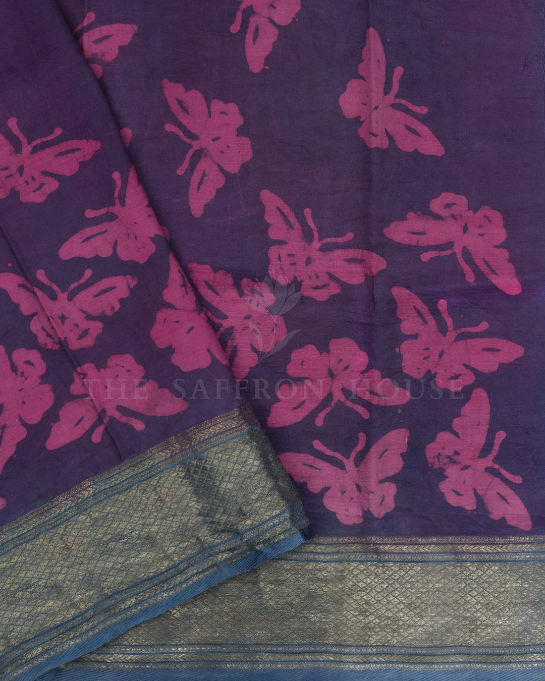 Blueish Grey Printed Kanjivaram Silk Saree - TSH8460019-view6