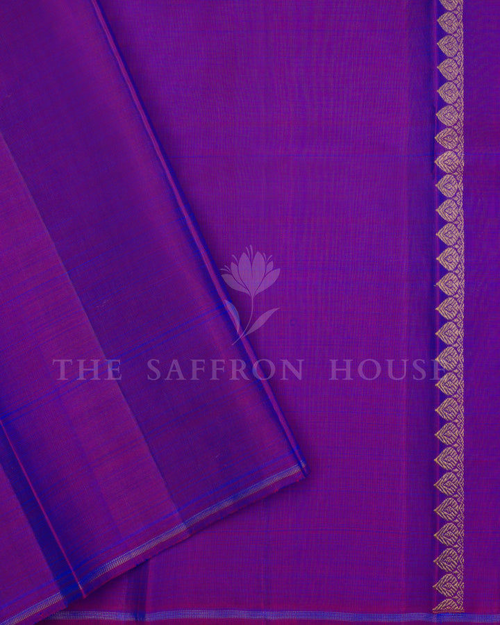Handloom Borderless Pure Kanjivaram Silk Saree in Baby Pink And Violet - TSH250224
