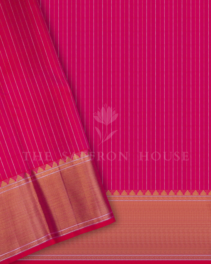 Handloom Pure Kanjivaram Silk Saree in Fuchsia Pink - TSH250044