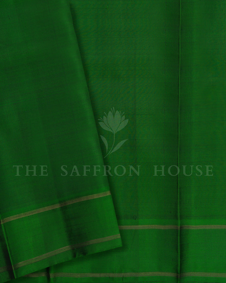 Black And Dark Green Handwoven Kanjivaram Silk Saree - TSH2506226