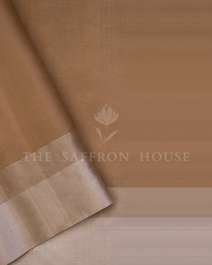 Handloom eri Silk Saree in Warm Taupe Brown - TSH6055