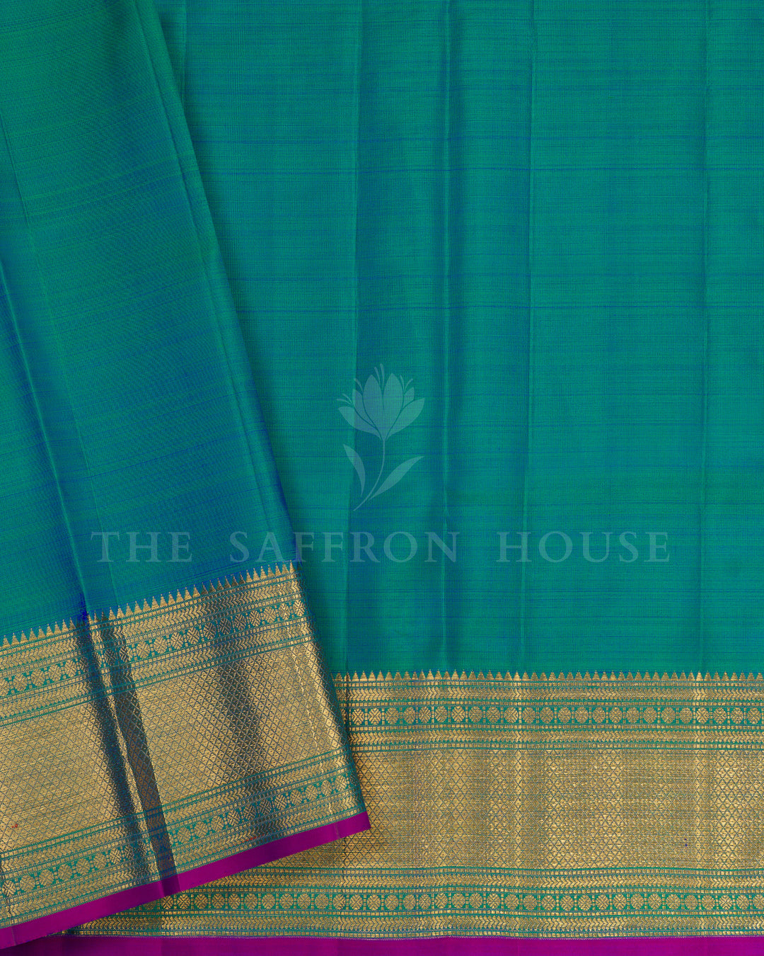 Peacock Blue Handwoven Korvai Kanjivaram Silk Saree - TSH2506249