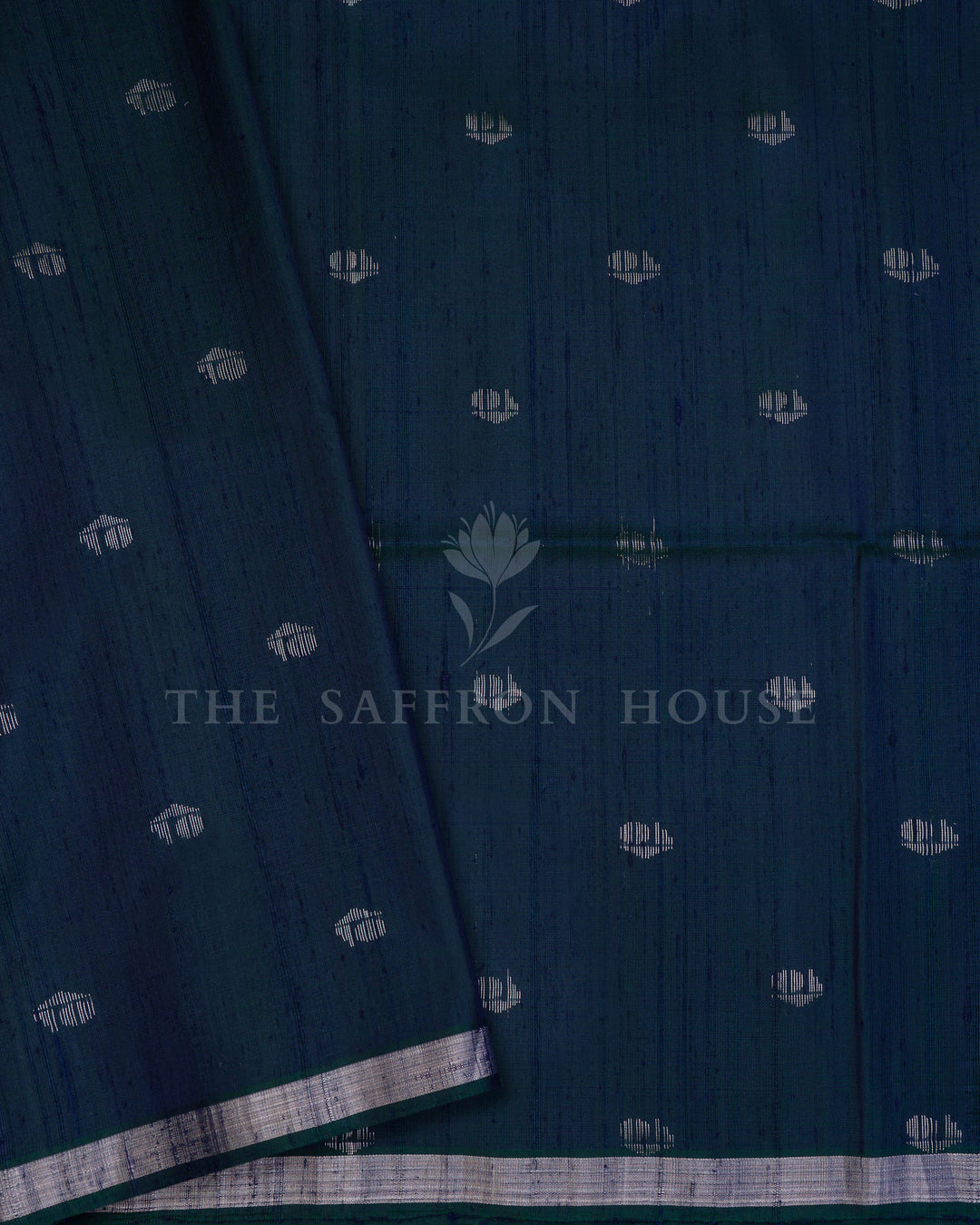 Handloom Tussar Soft Silk Saree in Deep Prussian Blue - TSH6056