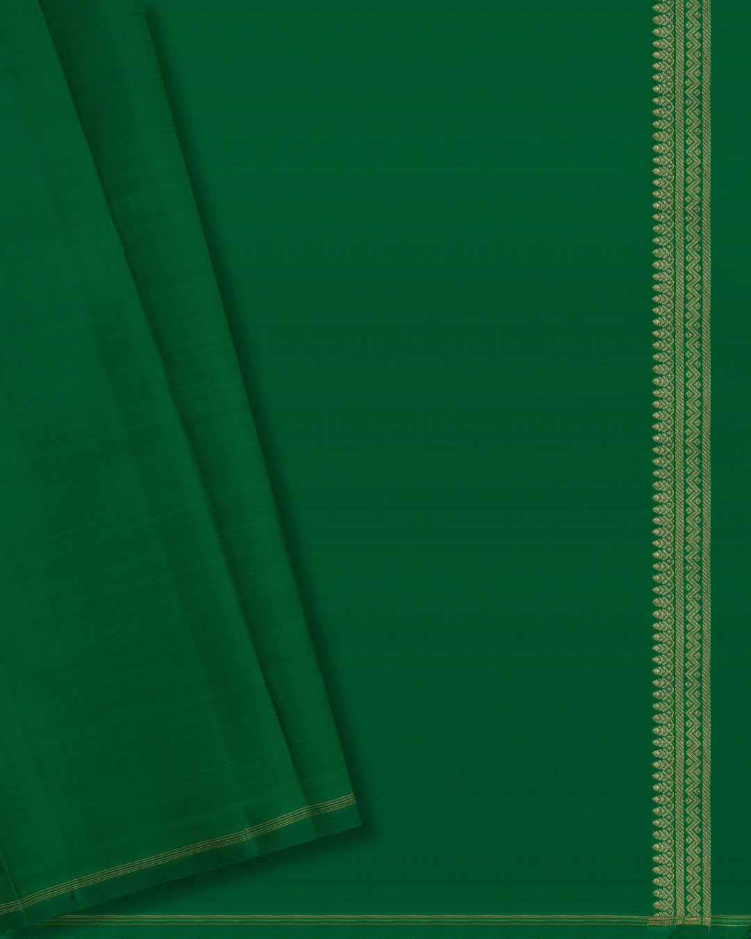 Rani Pink And Bottle Green No Border Handwoven Kanjivaram Silk Saree - TSH2506227