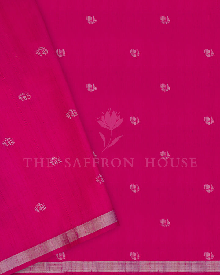 Handloom Tussar Soft Silk Saree in Rich Rani Pink - TSH6043