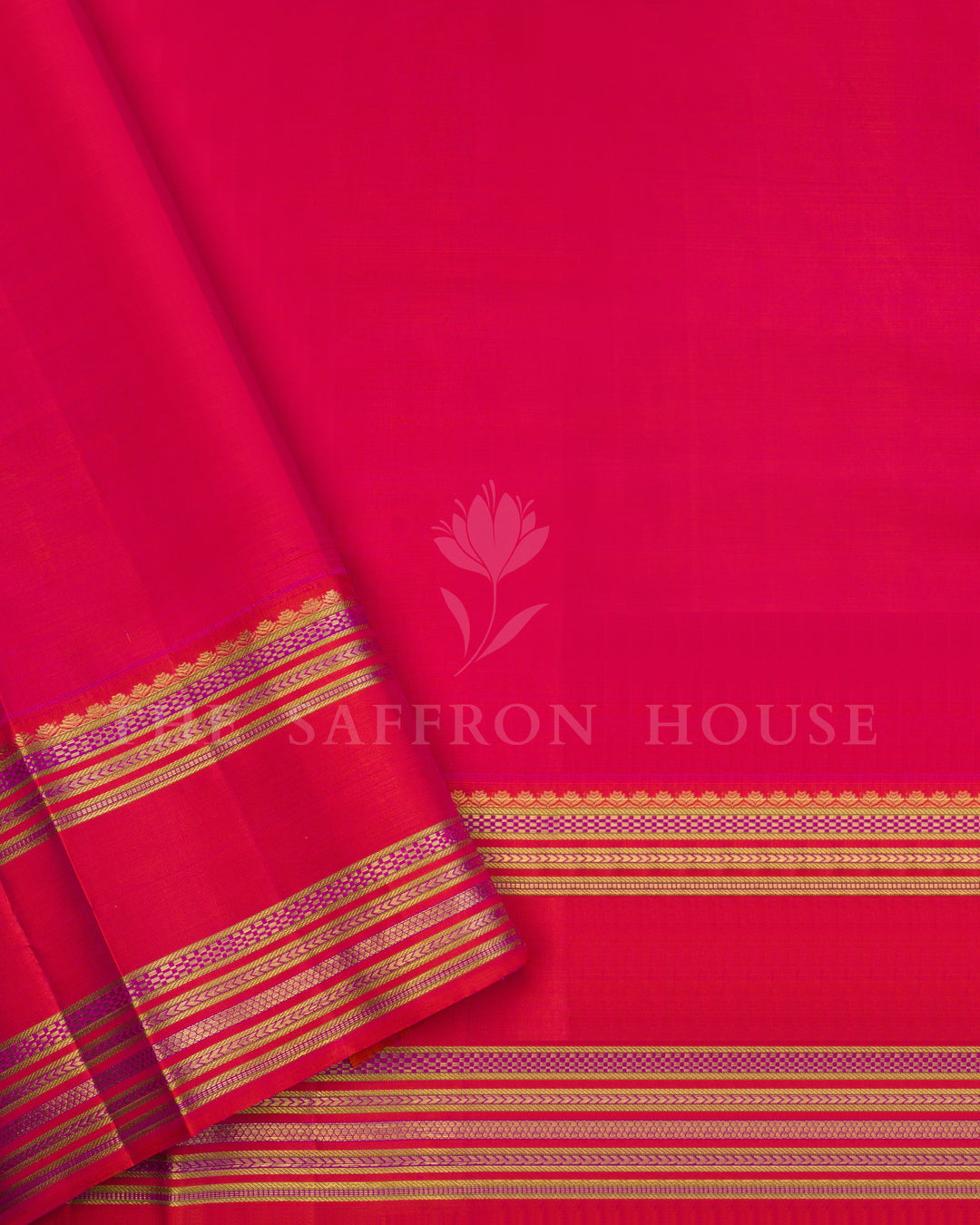 Handloom Kanjivaram Silk Saree in Parrot Green And Pink Orange - TSH250045