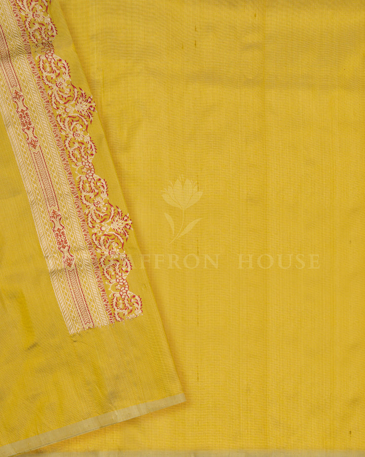 Mustard Yellow Handwoven Banarasi Silk Saree - TSH2506167