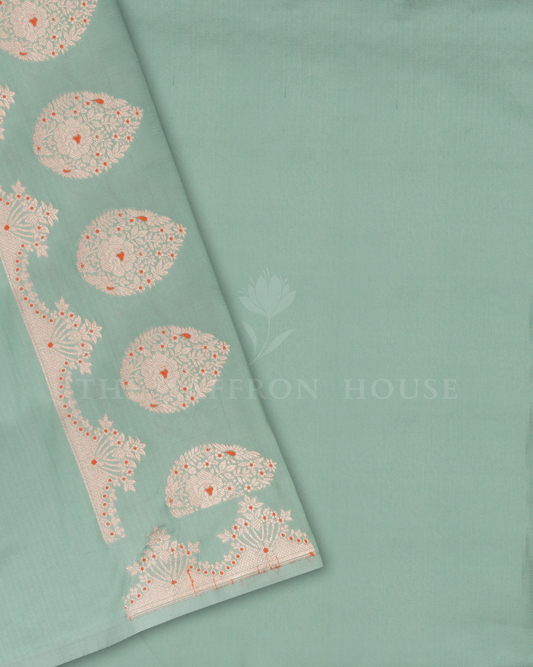 Pastel Sea Green Handwoven Banarasi Silk Saree - TSH2506136-view5