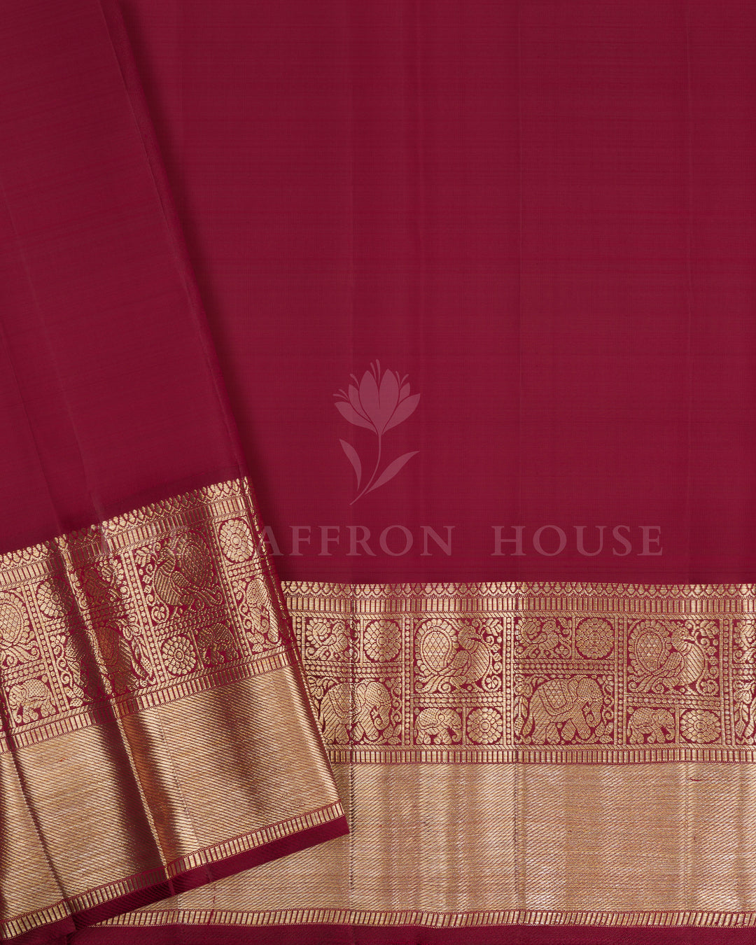 Mustard Yellow And Deep Maroon Handwoven Korvai Kanjivaram Silk Saree - TSH2506265