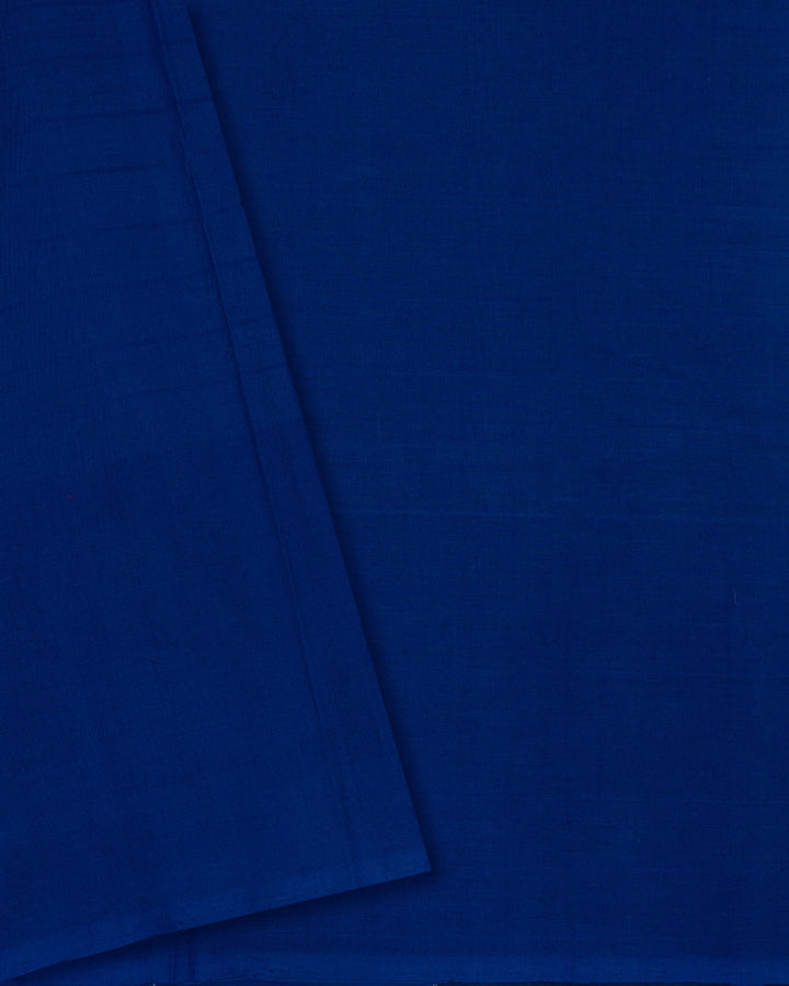 White And Blue Handloom Cotton Saree with Ikkat Border- TSH2506086-view5