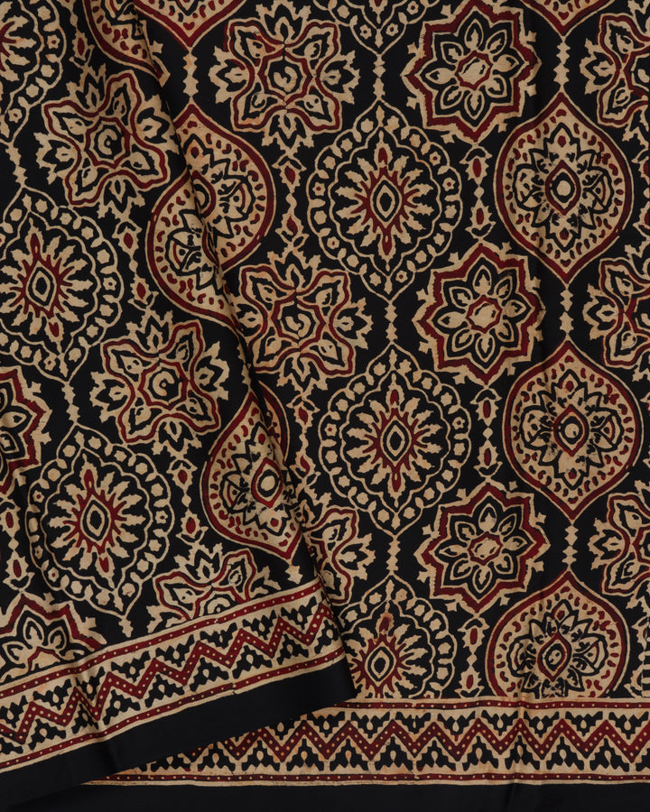 Beige And Black Modal Silk Saree - TSH8460055