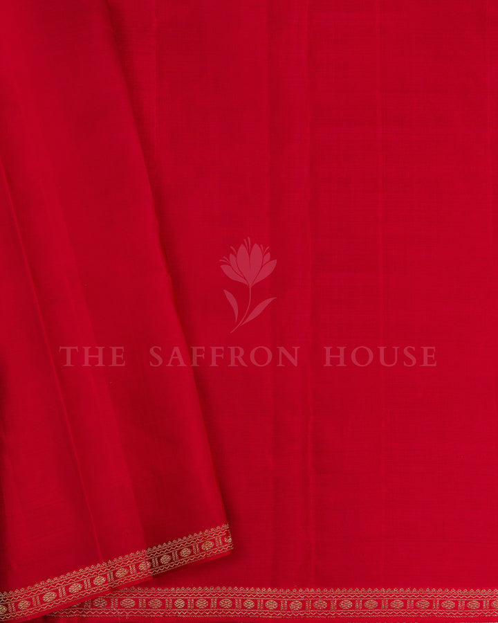 Bottle Green And Reddish Maroon Handwoven Korvai Kanjivaram Silk Saree - TSH2506264