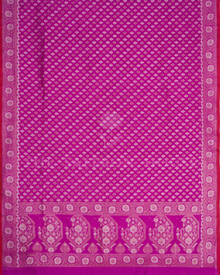Ranjini – Banaras Cotton Kora Jamdani Saree in Rani Pink - TSH250582