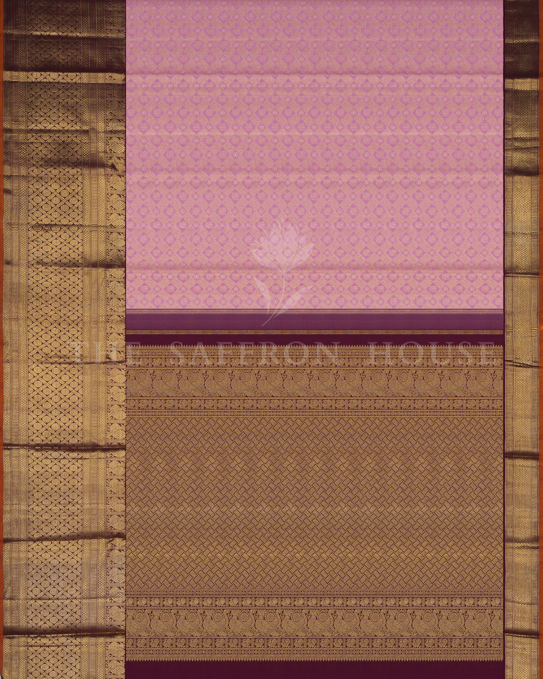 Handloom Kanjivaram Silk Saree in Baby Pink and Maroon