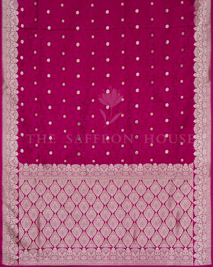 Mashru Banarasi Saree in Rani Pink with Antique Zari Jaal and Kadwa Butis