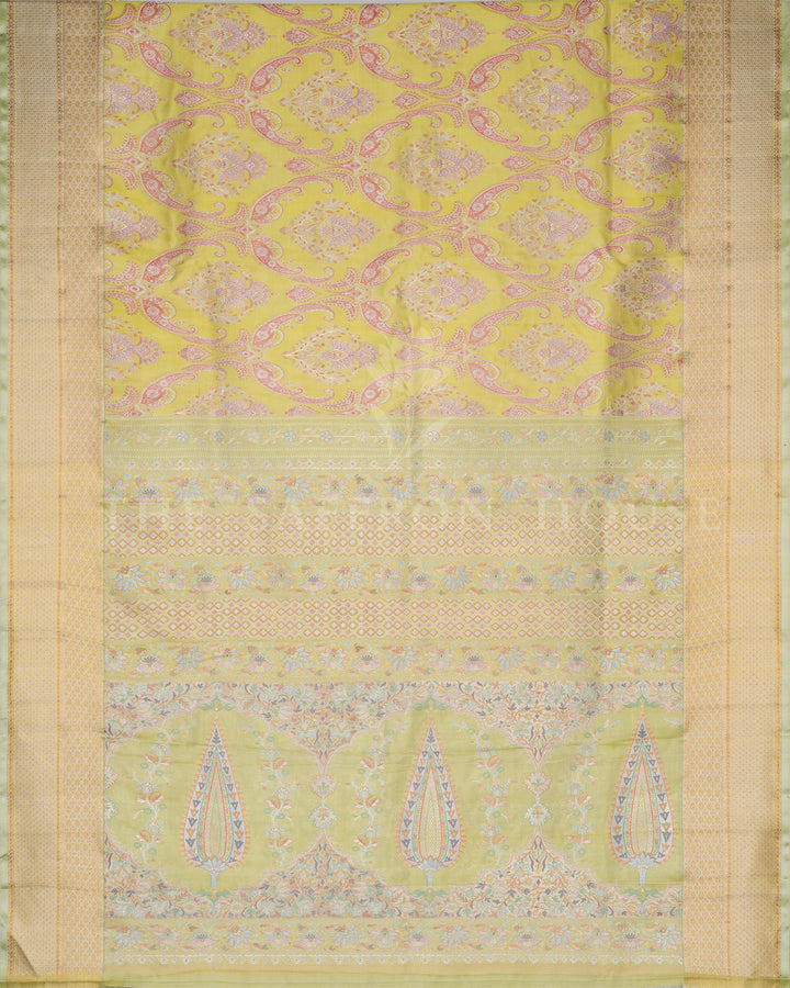 Collector’s Kanchi Jamdhani Saree with Intricate Meenakari – A 12-Month Masterweave