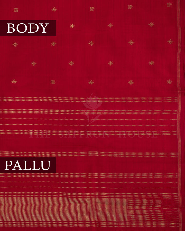 Maroonish Red Handwoven Kanjivaram Silk Saree - TSH250234