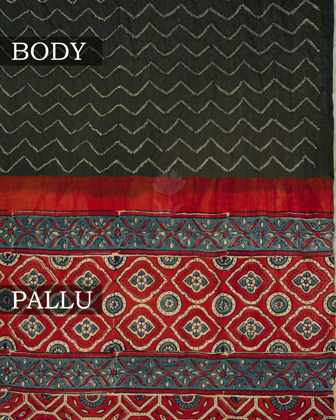 Olive Green And Maroonish Red Bandhini Modal Silk Saree - TSH2506004