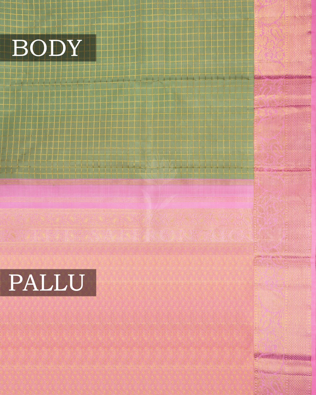 Pista Green And Baby Pink Handwoven Kanjivaram Silk Saree - TSH2506123