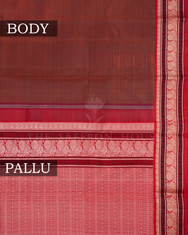 Maroon And Rust Handwoven Kanjivaram Silk Saree - TSH2506011