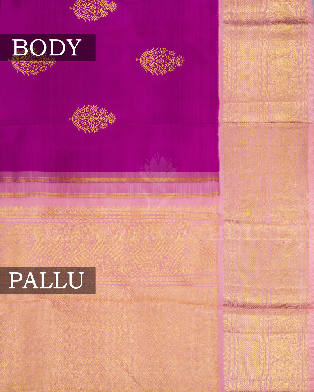 Magenta Handwoven Kanjivaram Silk Saree - TSH250395