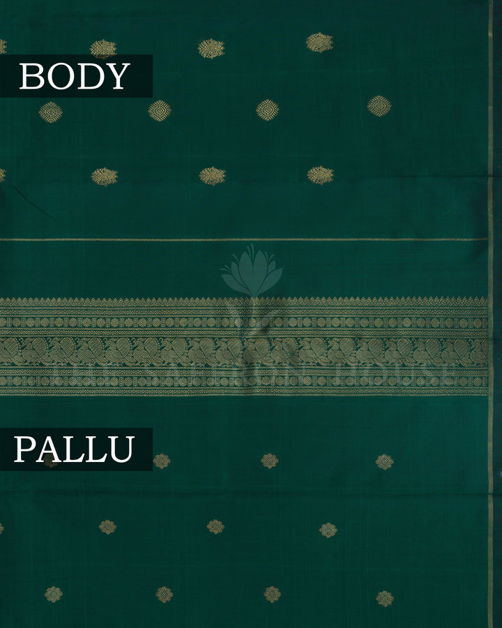 Bottle Green Handwoven Kanjivaram Silk Saree - TSH250133