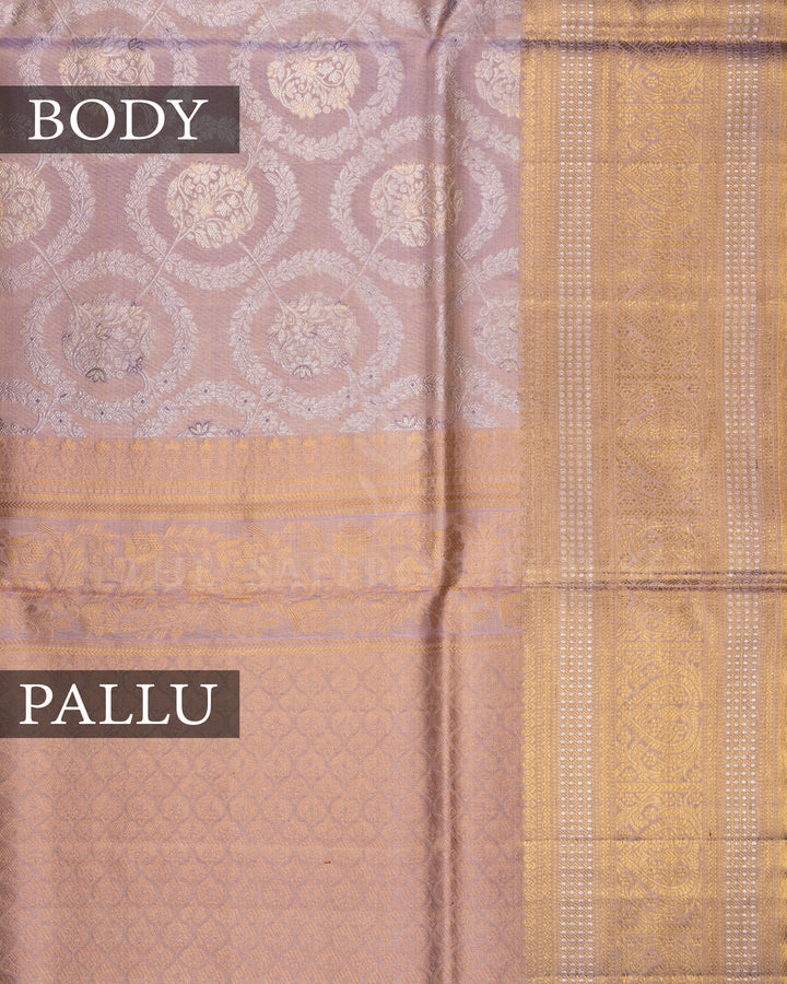 Soft Pastel Lavender Pink Handwoven Kanjivaram Silk Saree - TSH2506048