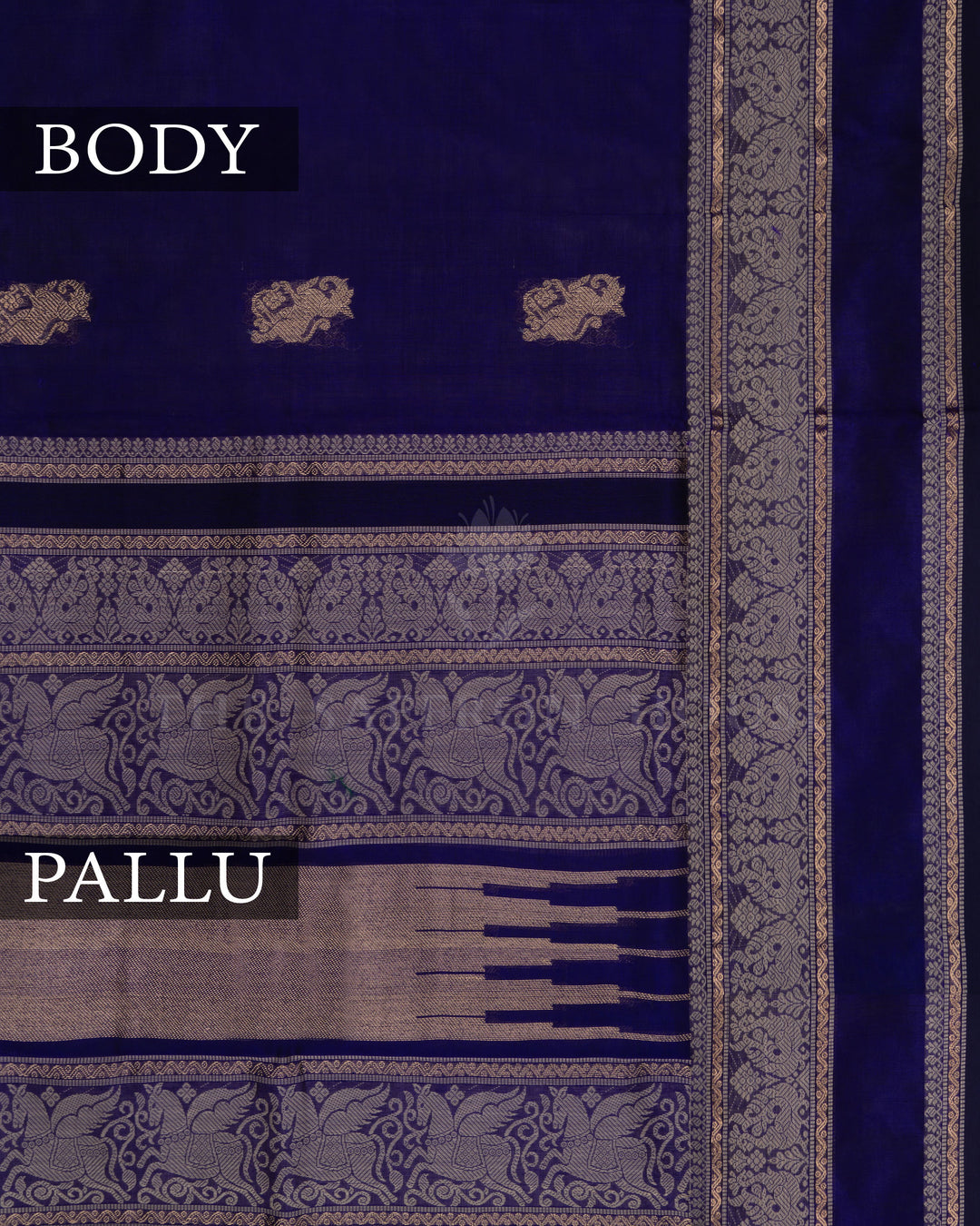 Dark Violet Blue Cotton Silk Saree - TSH110034