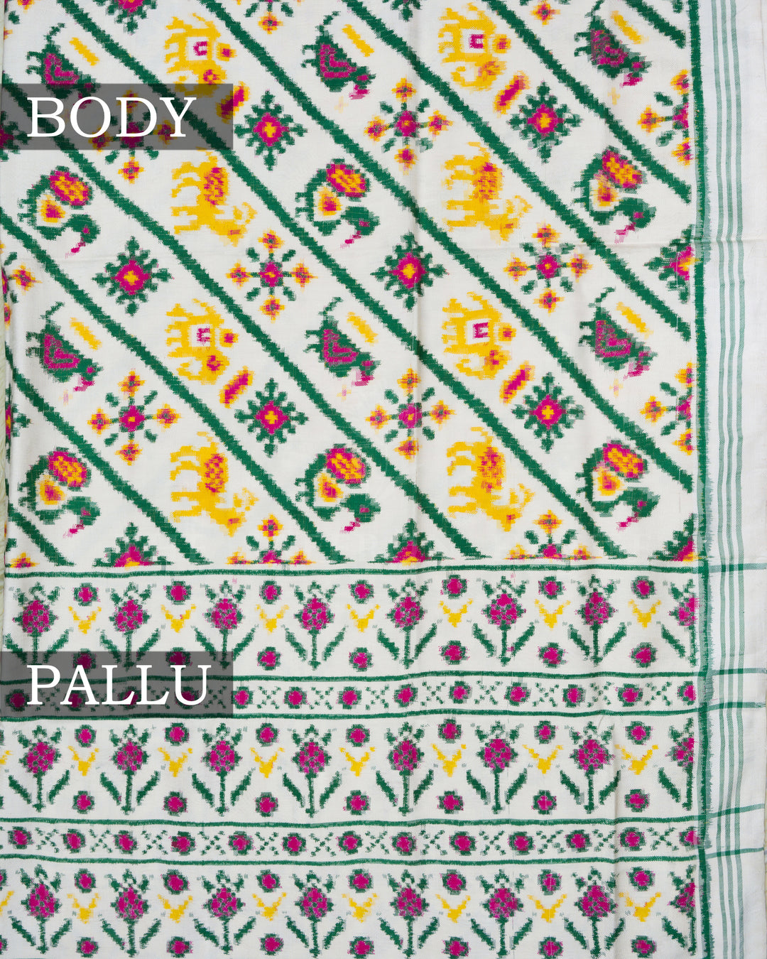 Half-white Rangkat Double Ikkat Patan Patola Saree - TSH2506188