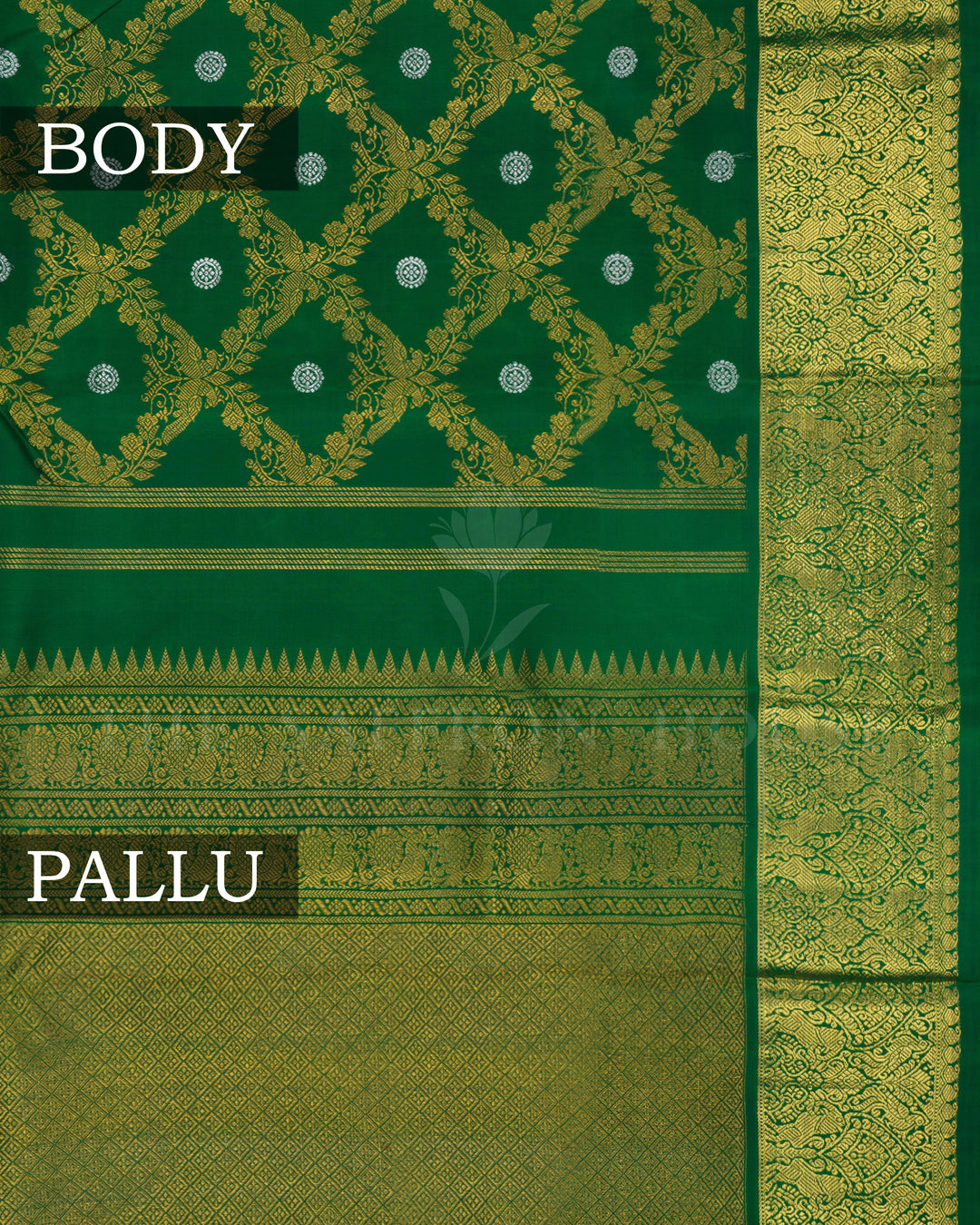 Bottle Green Handwoven Kanjivaram Silk Saree - TSH2506106