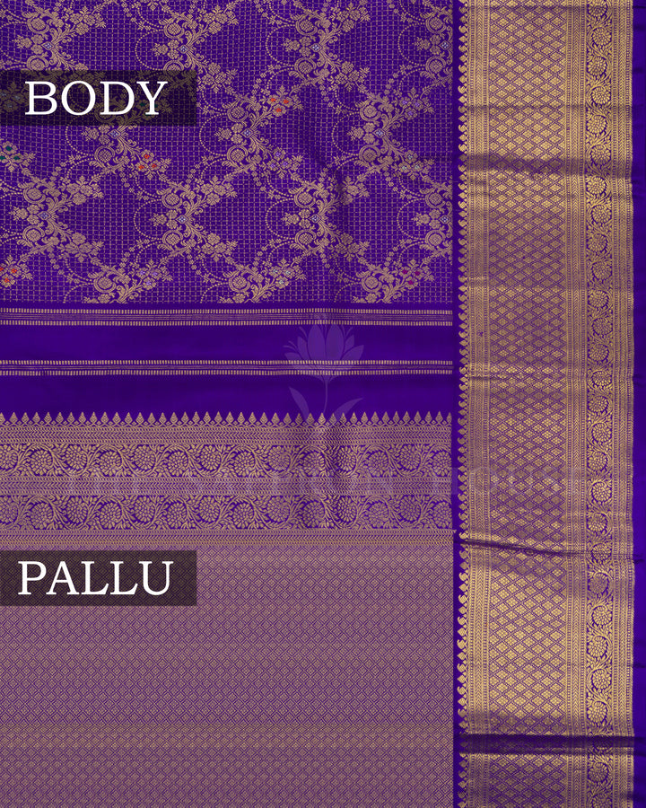 Dark Violet Handwoven Kanjivaram Silk Saree - TSH2506122
