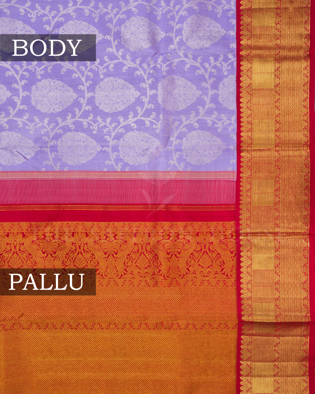 Lilac And Maroon Handwoven Kanjivaram Silk Saree - TSH2506117