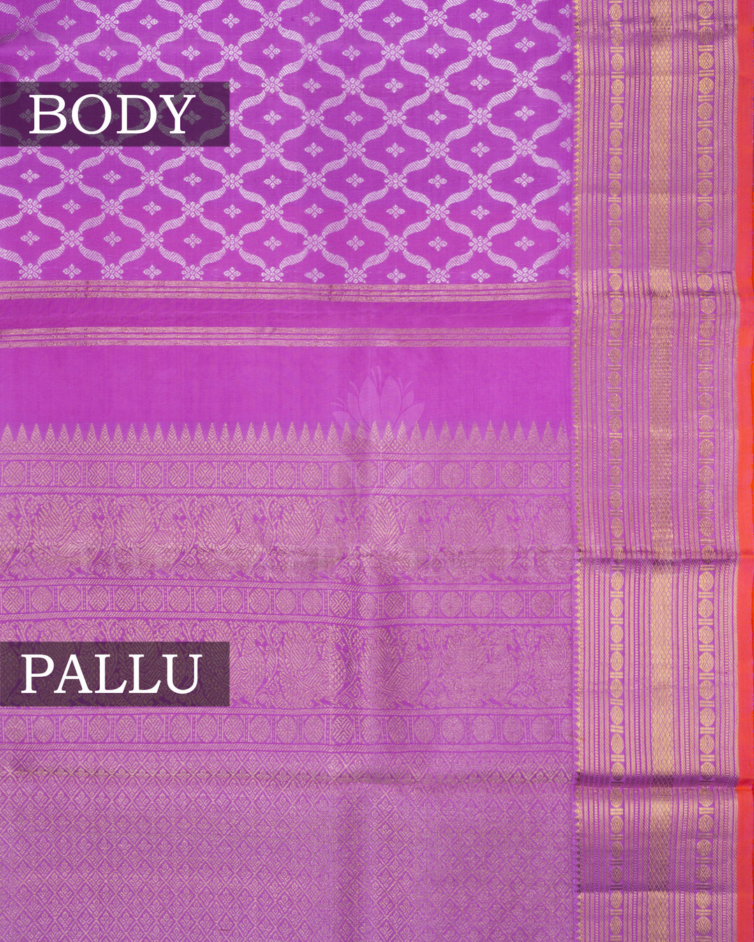 Lavender Handwoven Kanjivaram Silk Saree - TSH2506104