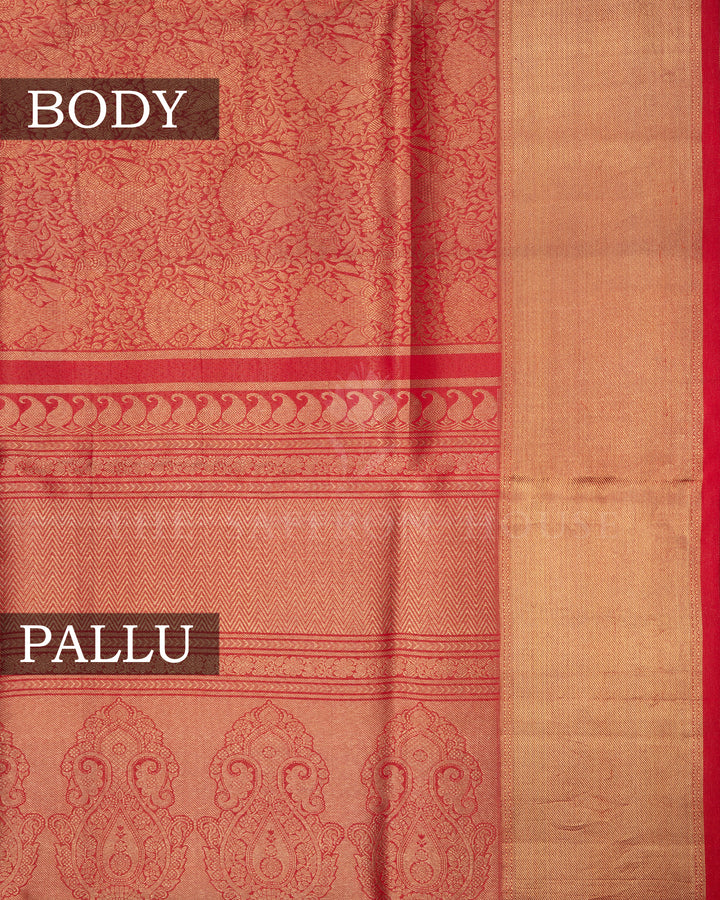 Rich Red Handwoven Kanjivaram Silk Saree - TSH814