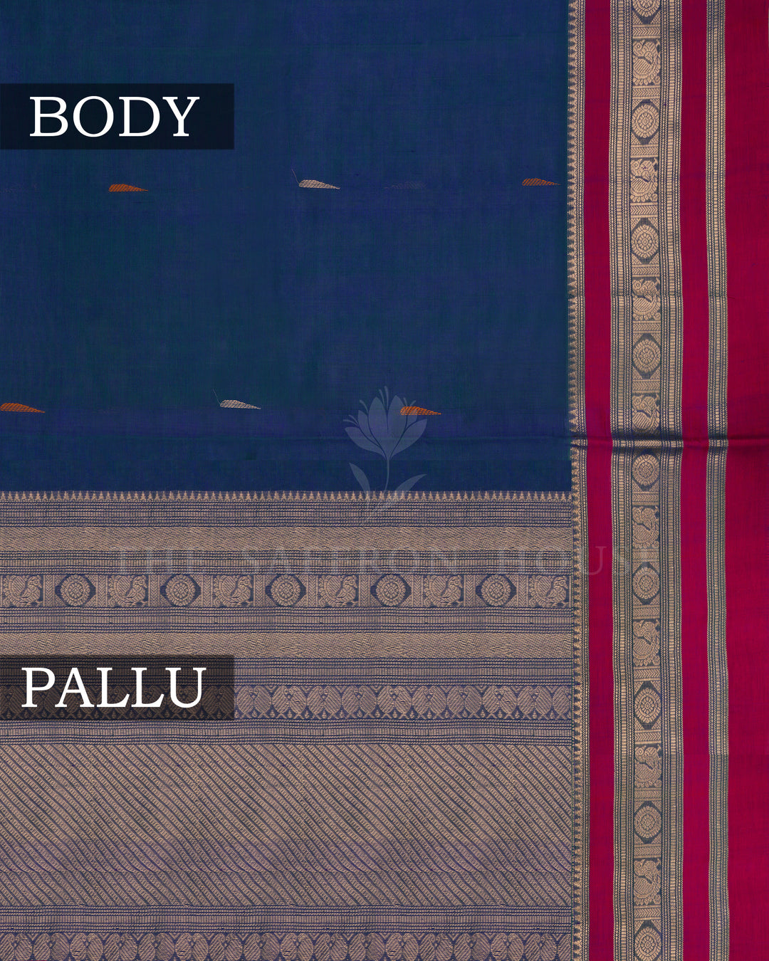 Peacock Blue And Magenta Pink Cotton Silk Saree - TSH110042