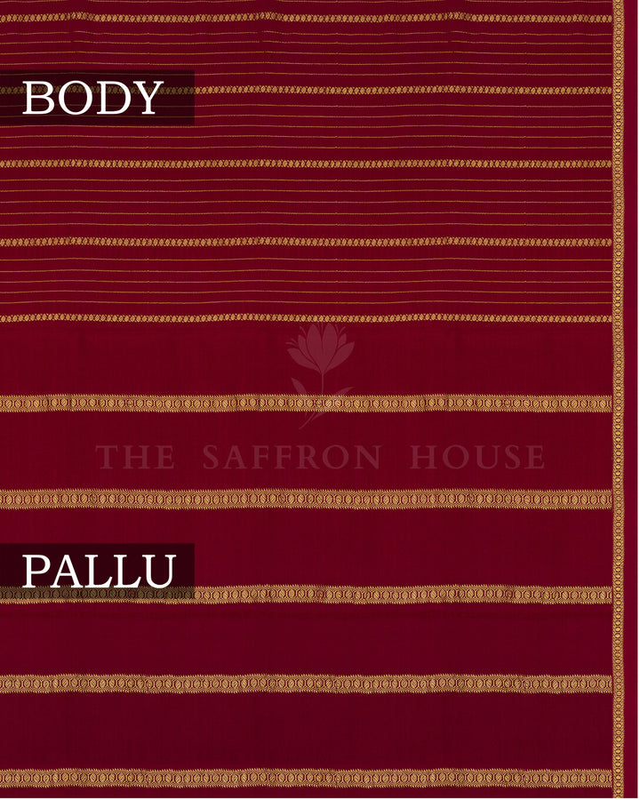 Maroon Pure Zari Mysore Silk Saree - TSH2506098