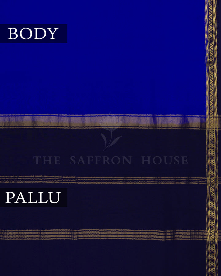 Royal Blue And Navy Blue Pure Zari Mysore Silk Saree - TSH2506103