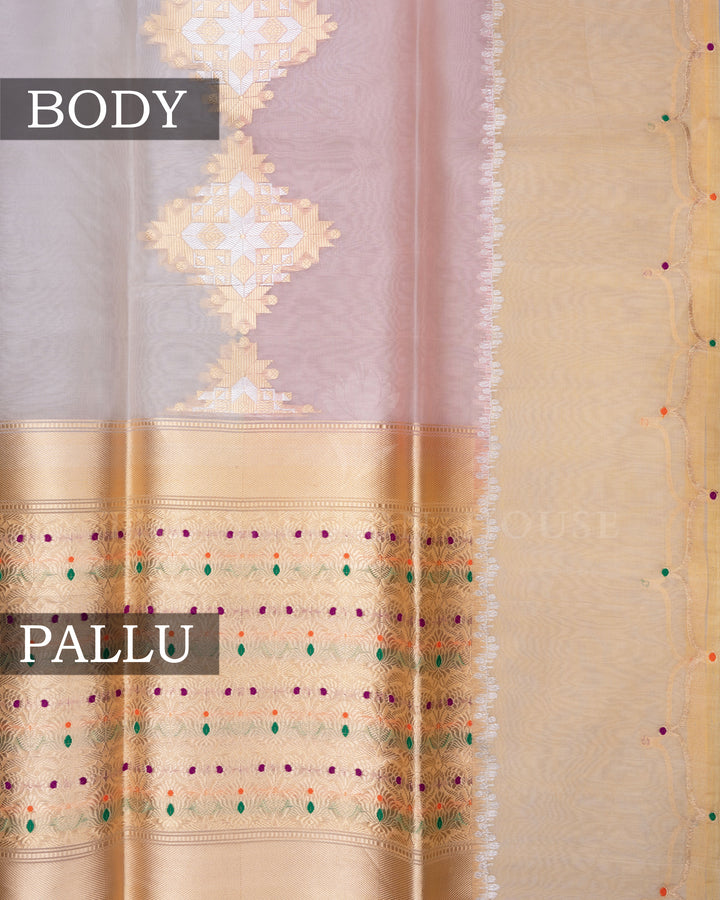 Pastel Shade Multicolour Handwoven Organza Banarasi Saree - TSH110084