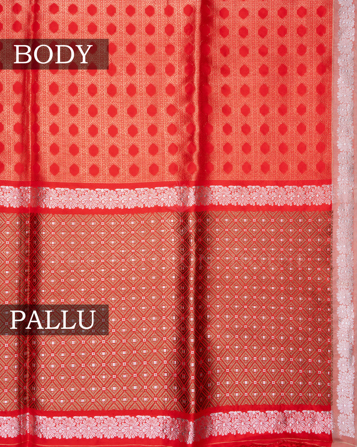 Orange Handwoven Banaras Silk Saree - TSH2506164