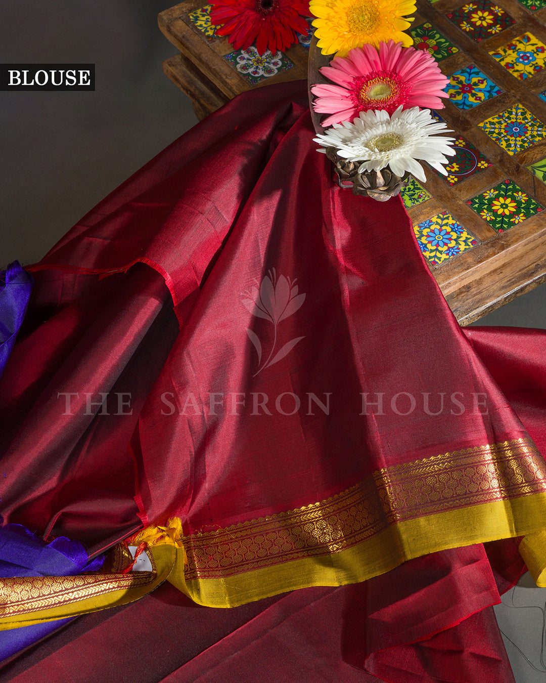 Royal Blue Hand Embroidered Kanchivaram Silk Saree