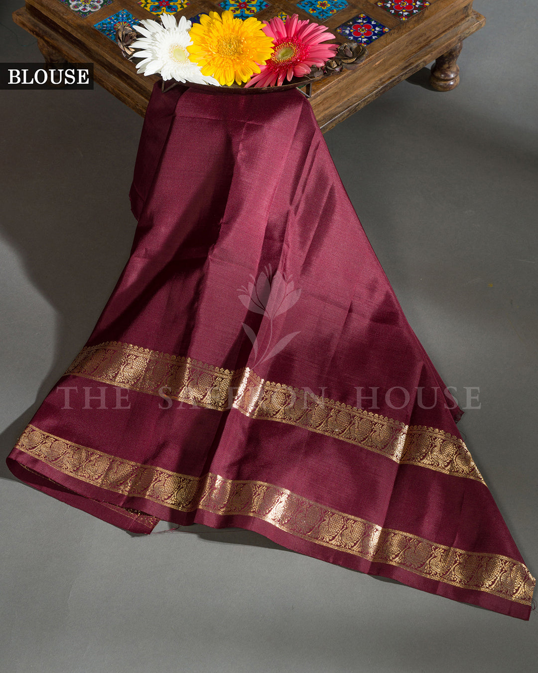 Maroon Kanchivaram Silk Saree with Embridered Border