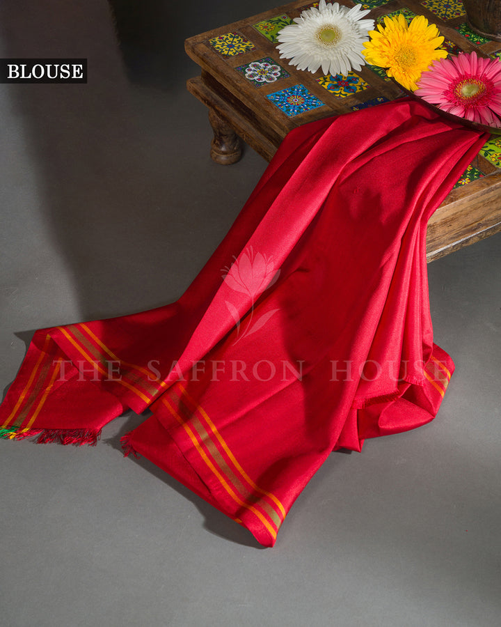 Lavender & Maroon Hand Embroidered Border Ikat Silk Saree