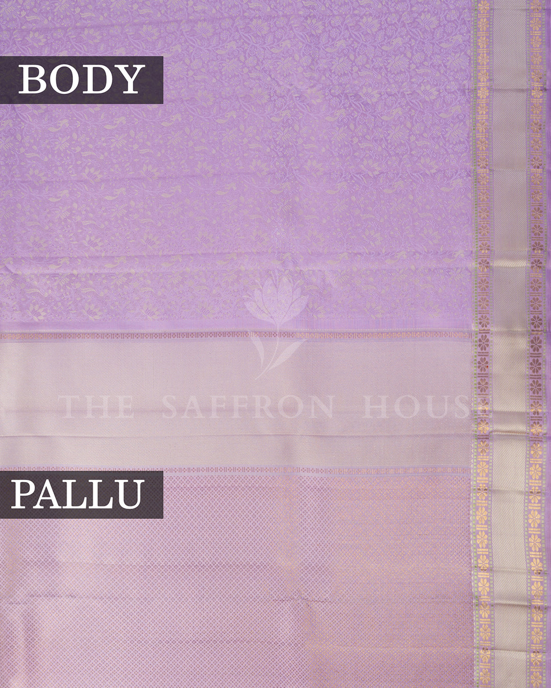 Lavender Kanchivaram Silk Saree with Floral Jaal – view 4