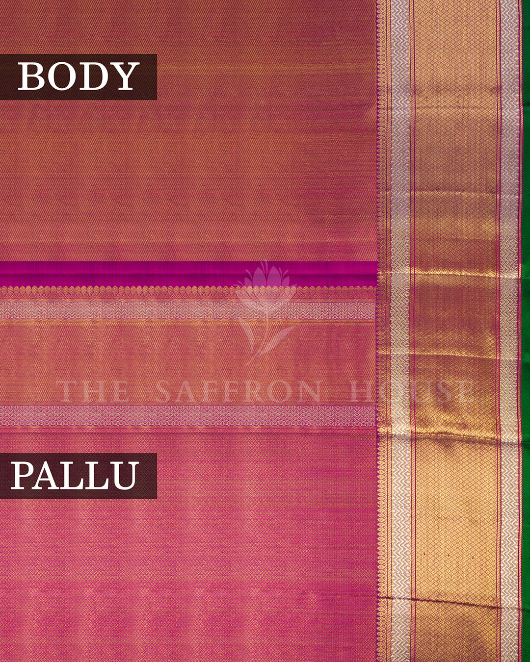 Magenta Pink Kanchivaram Tissue Silk Saree – view 3