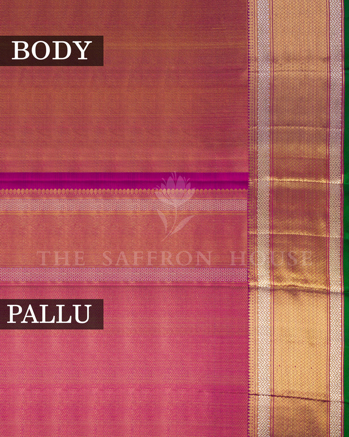 Magenta Pink Kanchivaram Tissue Silk Saree – view 3