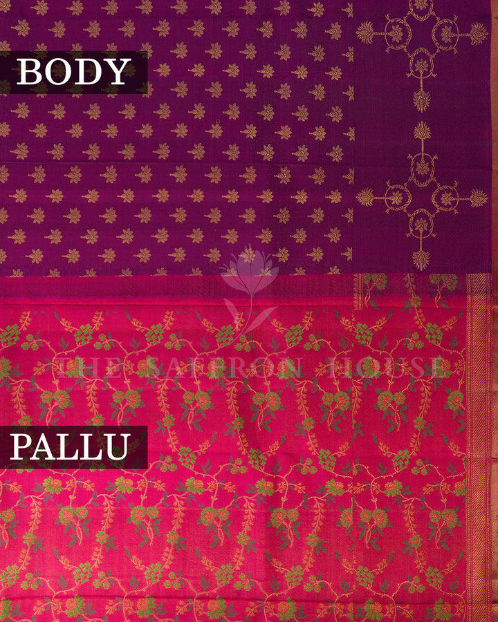 Dual Tone Purple Kanchivaram Silk Saree